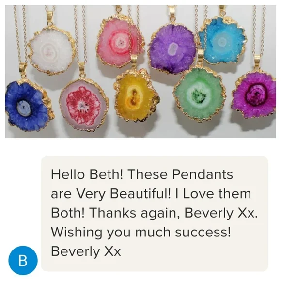 Purple Agate Pendant In Gold Tone Setting Boho - Picture 4 of 14